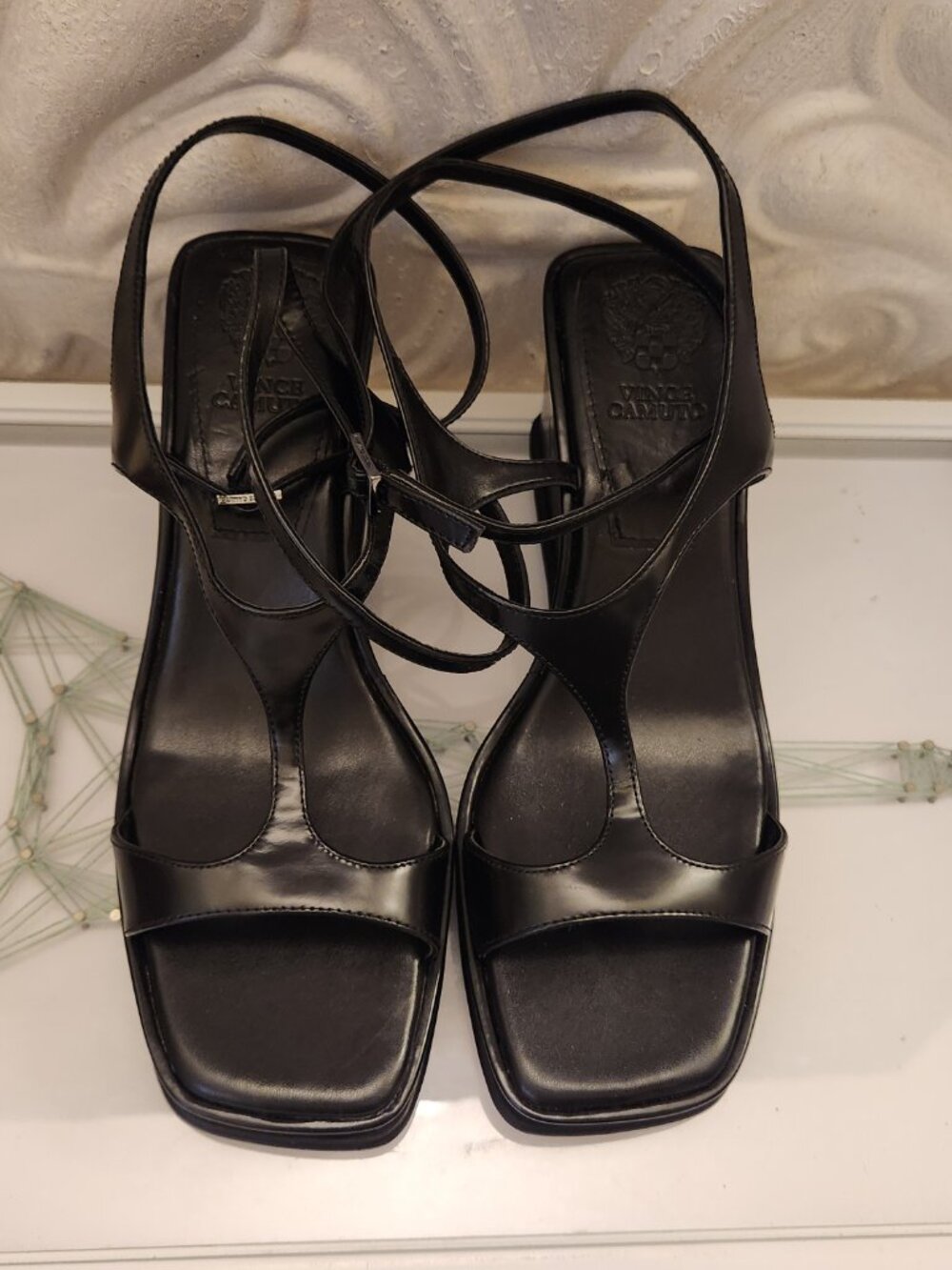 Vince Camuto Black Leather "Fetemee" Platform Sandals. NIB. Size 9 - Picture 6 of 13